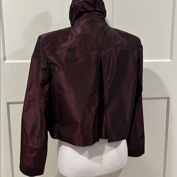 Womens Double-Breasted Cropped Jacket - Dark Burgundy - Picture 2 of 9